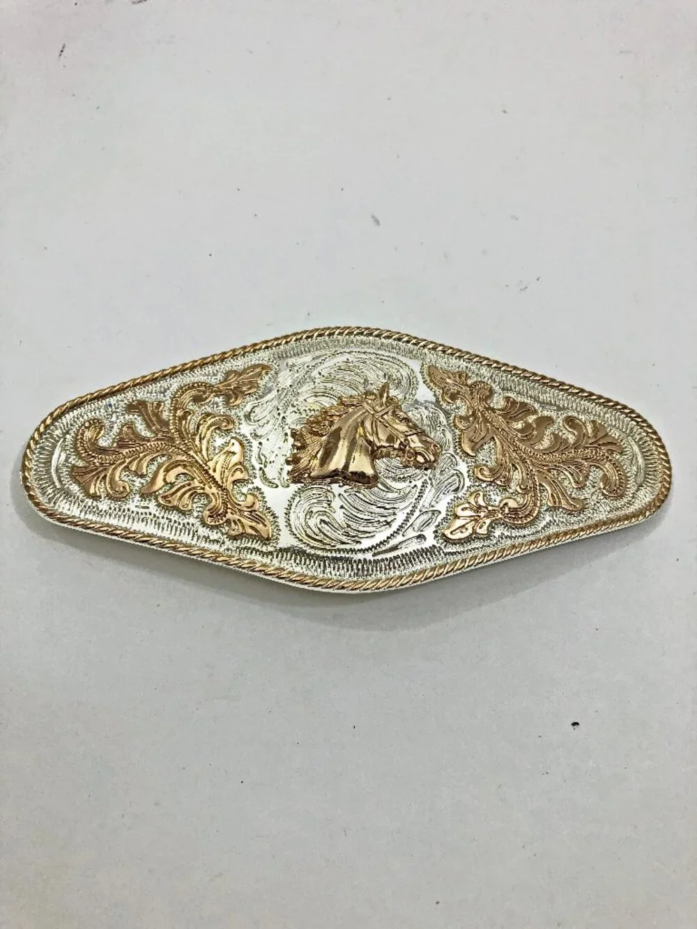 Horse Head Bust Alsa Western Cowboy Silver Gold Tone 3x7 inches